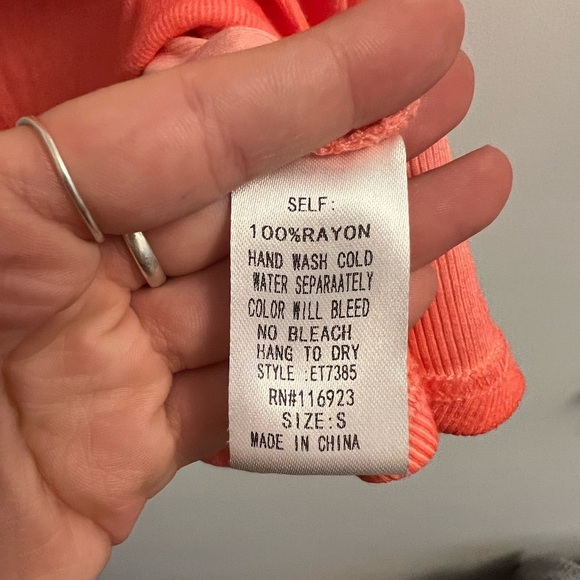 Easel Oversized Ribbed V-Neck T-shirt Sundress- Pink and Orange- Size S - Picture 7 of 12